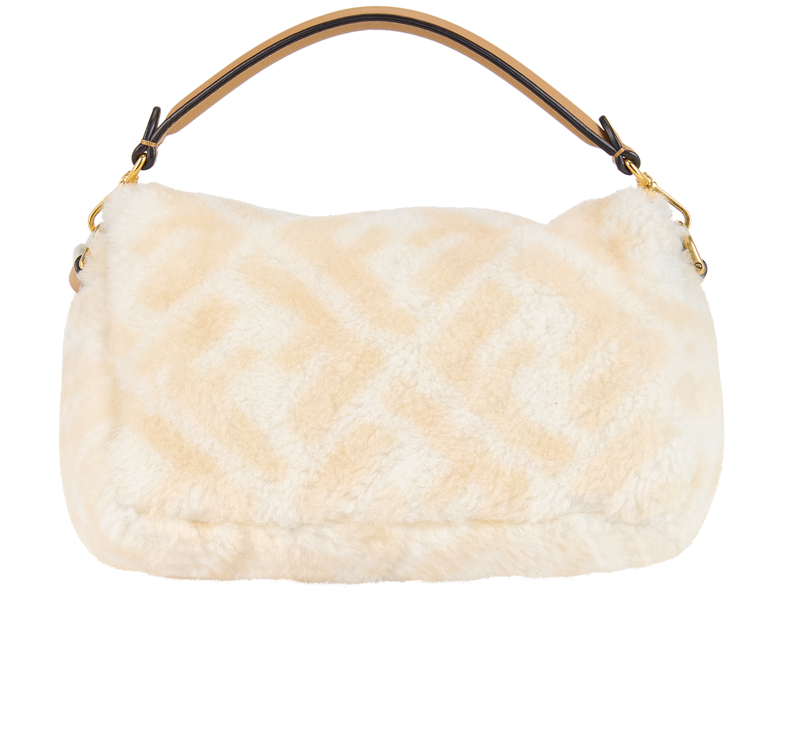 Zucca Mini Baguette Bag, &pound;1,400, Handbags, Cream, Shearling, Back view